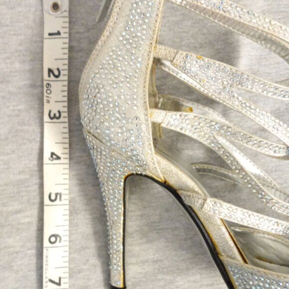Shiekh Women's Annabelle Silver Shiny Bling Rhinestones Stiletto Heel Size 5.5 - Picture 8 of 11